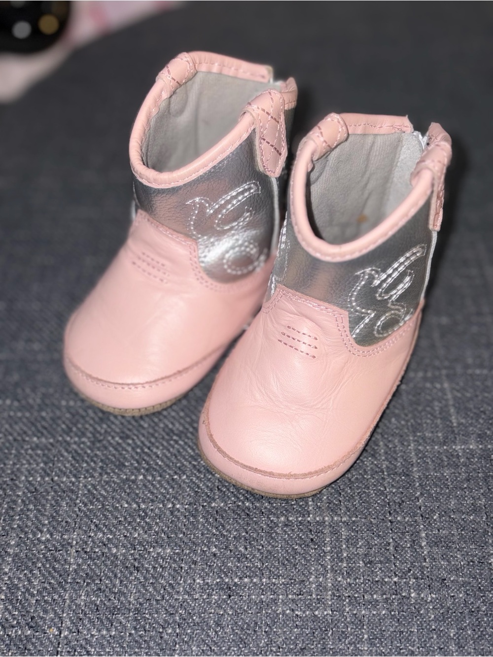 Robeez Pink and Silver Baby Western Booties